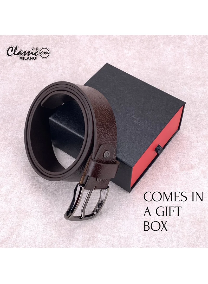 Classic Milano Brown (Osaka 40MM) Classic Milano Leather Belt for Men – Genuine Leather Mens Belt, Formal & Casual Dress Belt Men with Gift Box, Adjustable Men's Belts, Office & Daily Wear for Men | Best Price UAE