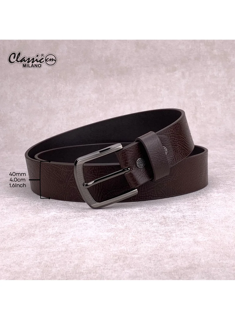 Classic Milano Brown (Osaka 40MM) Classic Milano Leather Belt for Men – Genuine Leather Mens Belt, Formal & Casual Dress Belt Men with Gift Box, Adjustable Men's Belts, Office & Daily Wear for Men | Best Price UAE