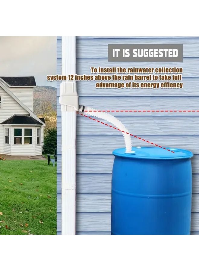 طقم تحويل مزراب لجمع مياه الأمطار الأبيض مع خرطوم 50 بوصة لري الحديقة - Image 5