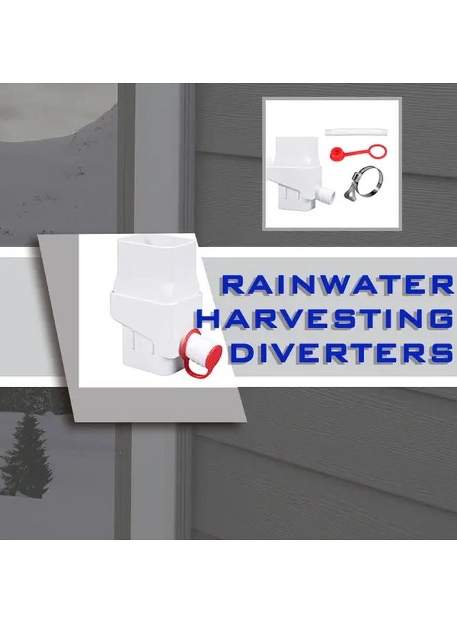 طقم تحويل مزراب لجمع مياه الأمطار الأبيض مع خرطوم 50 بوصة لري الحديقة - Image 2