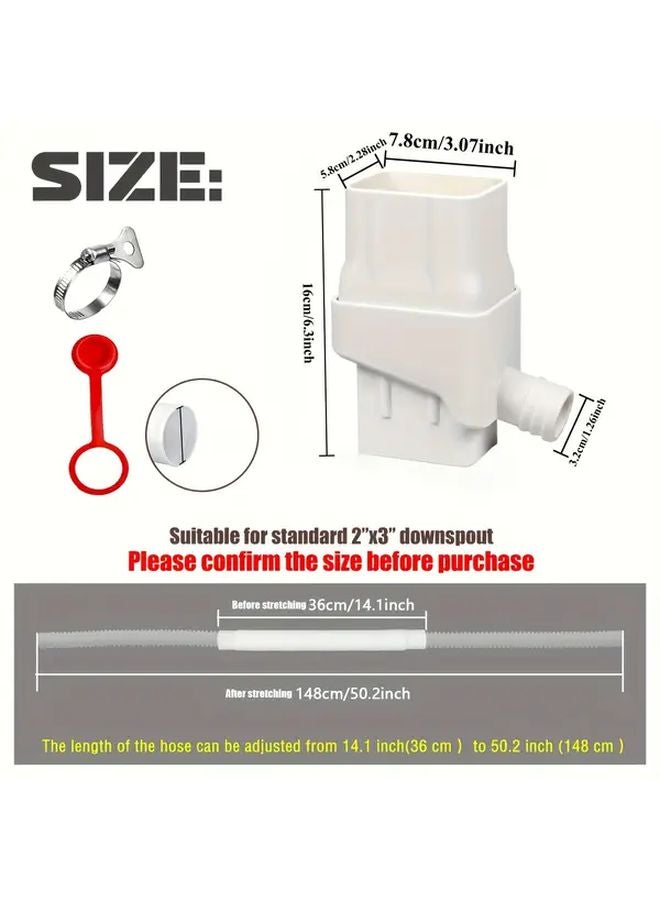 طقم تحويل مزراب لجمع مياه الأمطار الأبيض مع خرطوم 50 بوصة لري الحديقة - Image 4