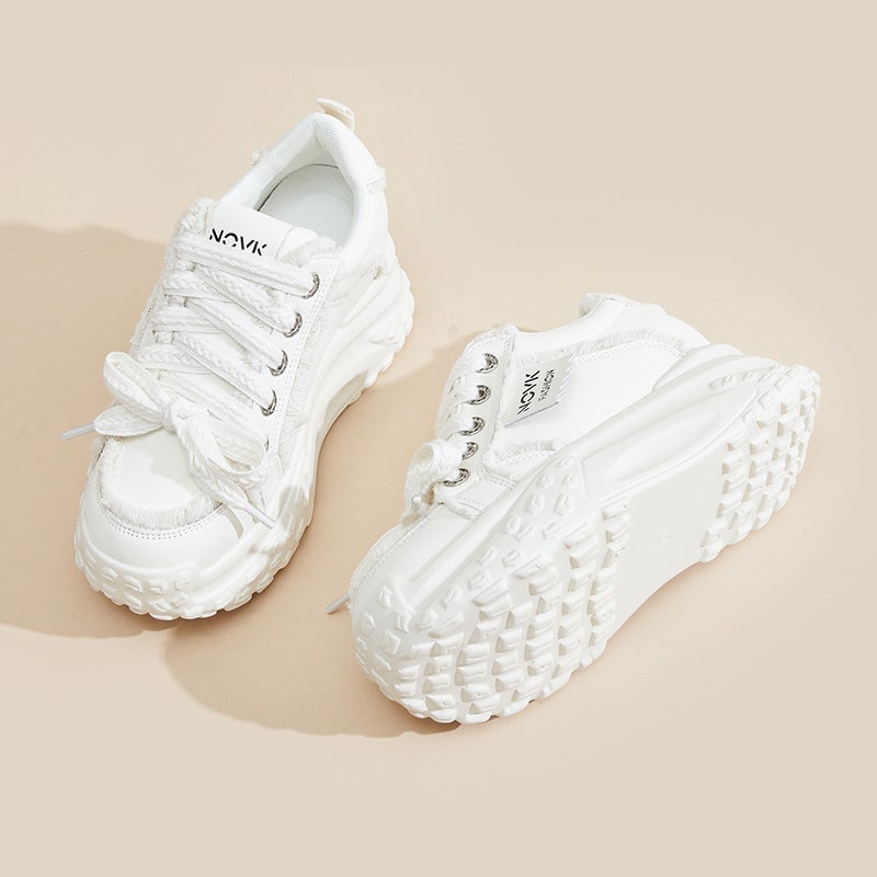 Women'S Thick-Soled Shoes Autumn New Style Inner-Height Shoes Waterproof Platform Color Matching Inner-Height Shoes Women'S All-Match Casual Single-Layer Shoes - Image 5