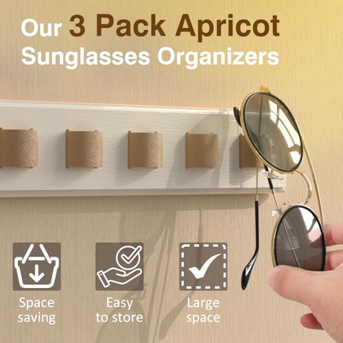 Durmmur 3 Pack Sunglass Organizer, Wall Mounted Sunglasses Organizer, Wooden Glasses Holder Sunglass Holder, Sunglasses Rack for Hanging Your Multiple Eyeglasses, for Wall, Home Decor(Cream) - Image 5