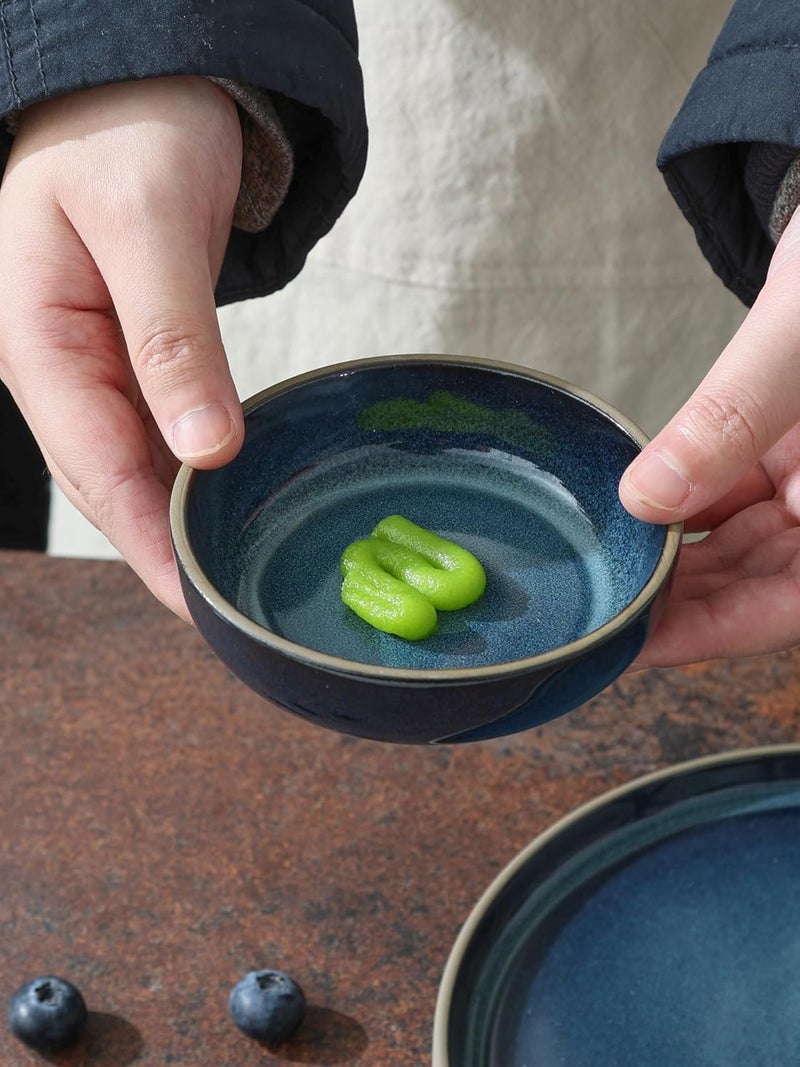 famiware Nature Ceramic Soy Sauce Dish Dipping Bowls Set of 6 3 oz Dipping Sauce DishesCupsPlates Small Serving Bowls for Side Dishes Condiments Sushi Appetizer Dessert Midnight Blue - Image 4