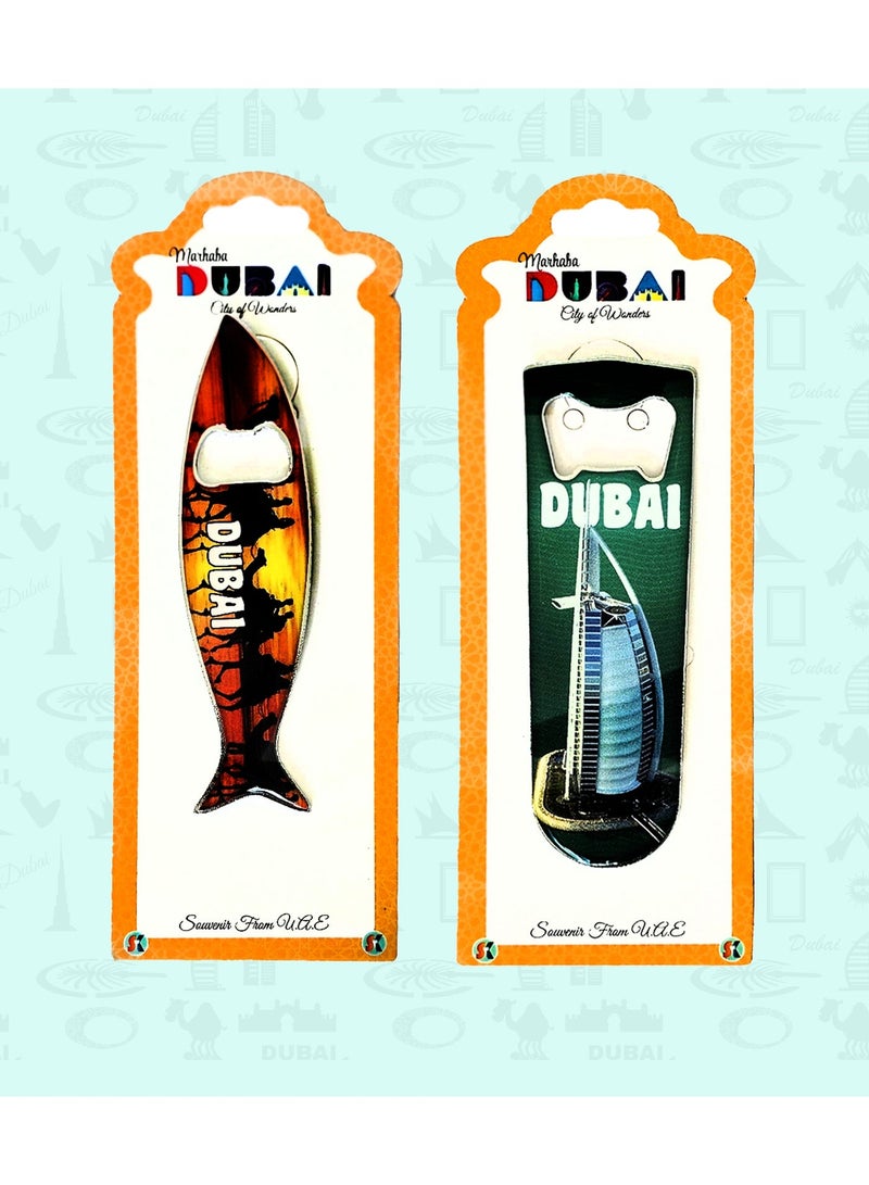 Souvenir Souq Fridge magnet with built-in bottle opener colorful Dubai Skyscrapers  2pcs — a perfect souvenir and practical everyday. - Image 1