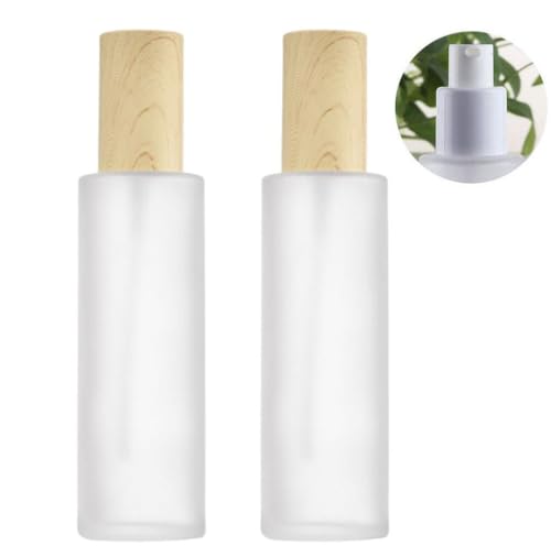 XINGZI 2PCS 120ML 4OZ Empty Frosted Glass Lotion Bottle with White Pump Head and Cap Emulsion Shower Gel Shampoo Conditioner Storage Holder Portable Refillable Cosmetic Travel Containers Jars - Image 2