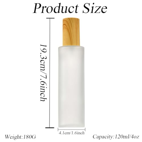 XINGZI 2PCS 120ML 4OZ Empty Frosted Glass Lotion Bottle with White Pump Head and Cap Emulsion Shower Gel Shampoo Conditioner Storage Holder Portable Refillable Cosmetic Travel Containers Jars - Image 5