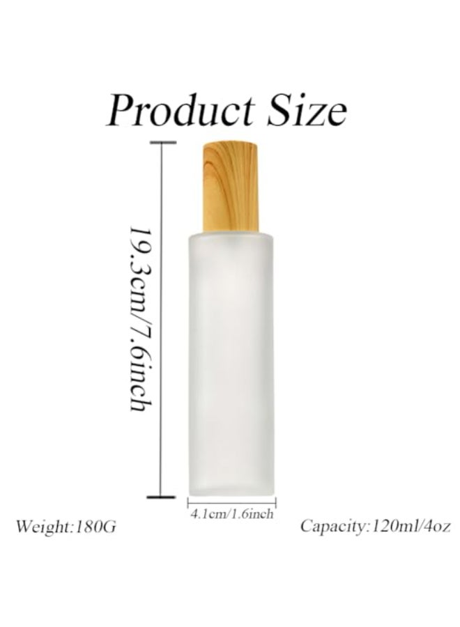 XINGZI 2PCS 120ML 4OZ Empty Frosted Glass Lotion Bottle with White Pump Head and Cap Emulsion Shower Gel Shampoo Conditioner Storage Holder Portable Refillable Cosmetic Travel Containers Jars - Image 4