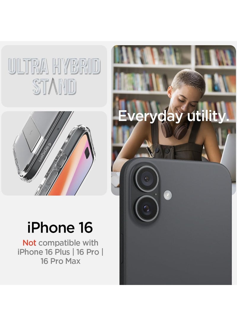 Spigen Ultra Hybrid S MagFit iPhone 16 Case Cover MagSafe with Kickstand - Crystal Clear  - Image 2