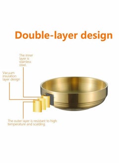 Y&D Stainless Steel Sauce Dish, 4Pcs Double-Deck Mini Round Seasoning Bowls for Salad Dressing Ketchup Appetizer Side Dish Sushi Dip (9cm, Gold)  - Image 2