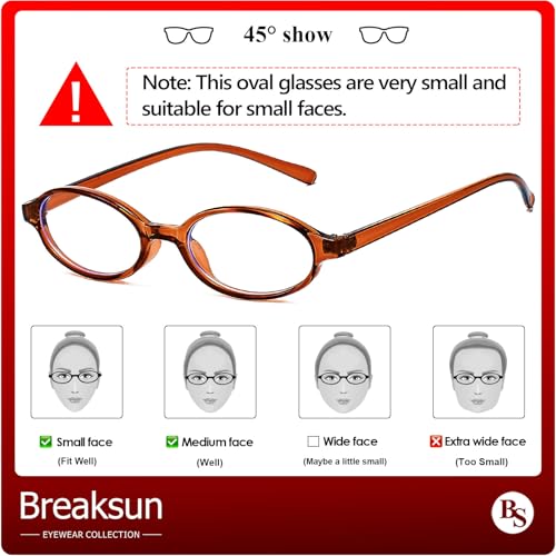 Breaksun Retro Small Oval Glasses for Women Men 90s Small Face Blue Light Eyeglasses Cosplay Y2K Fake Glasses (Brown) - Image 4