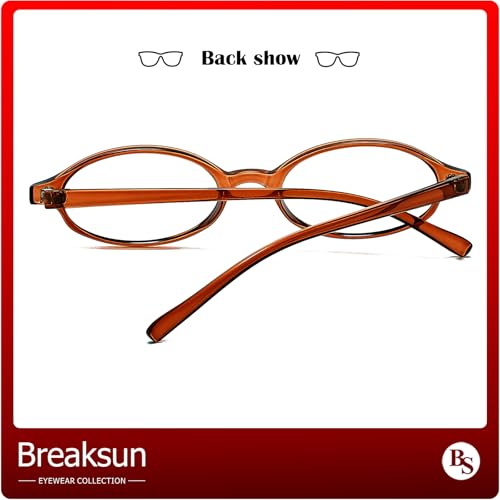 Breaksun Retro Small Oval Glasses for Women Men 90s Small Face Blue Light Eyeglasses Cosplay Y2K Fake Glasses (Brown) - Image 5