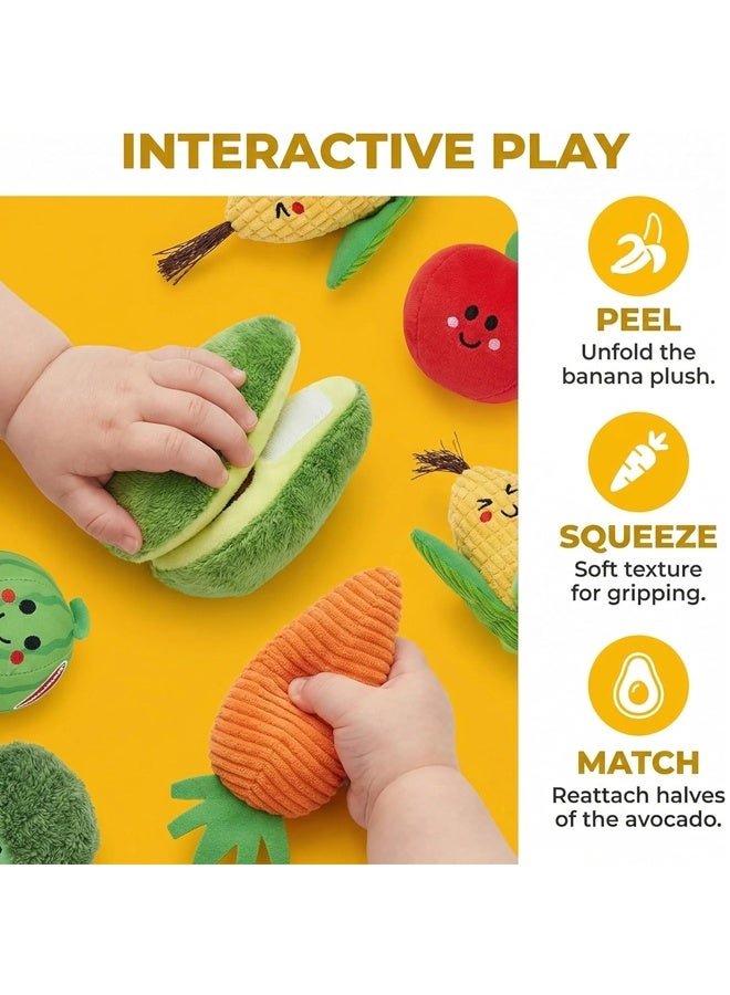 Beauenty Baby Toys 6-12 Months – Montessori Sensory Toys Set of Fruits and Vegetables Plush with Rattles and Basket, 16 Stacking & Educational Toy, boys and girls Birthday Gifts for 1-3 Years - Image 5