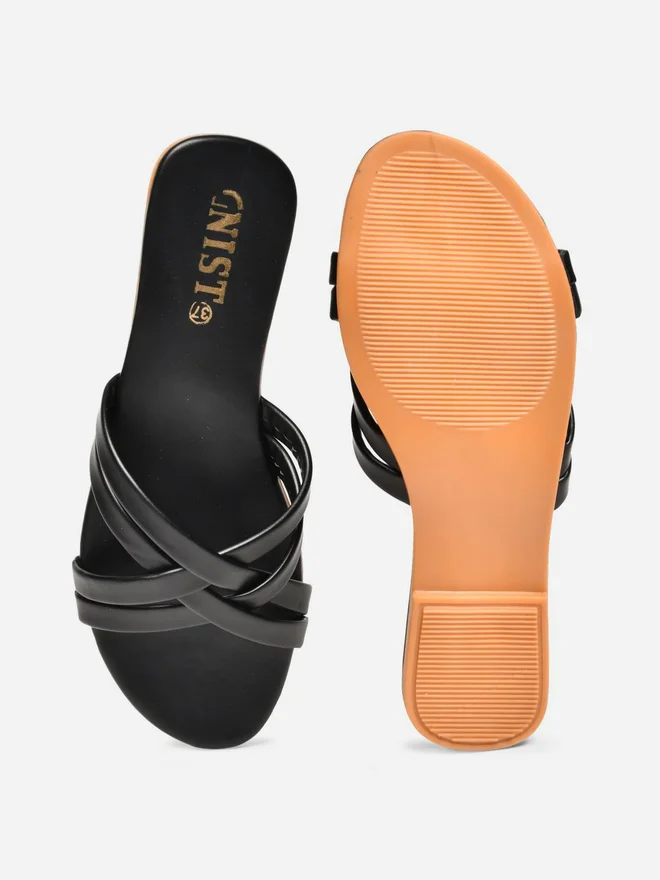 GNIST GNIST Cross Strap Open Toe Flat Sandals