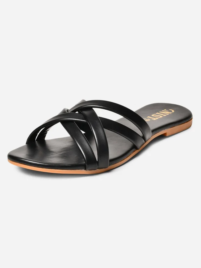 GNIST GNIST Cross Strap Open Toe Flat Sandals
