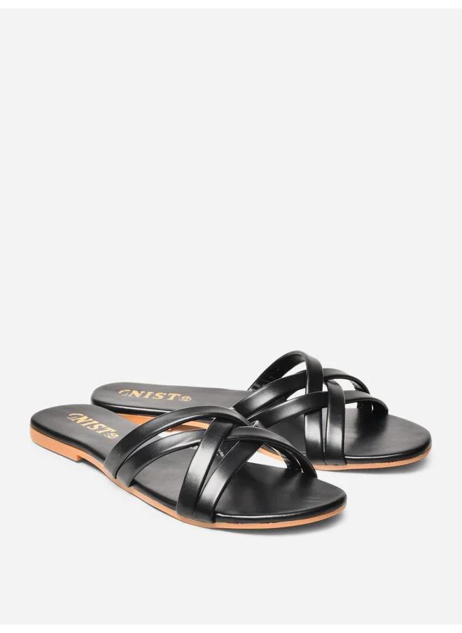 GNIST GNIST Cross Strap Open Toe Flat Sandals