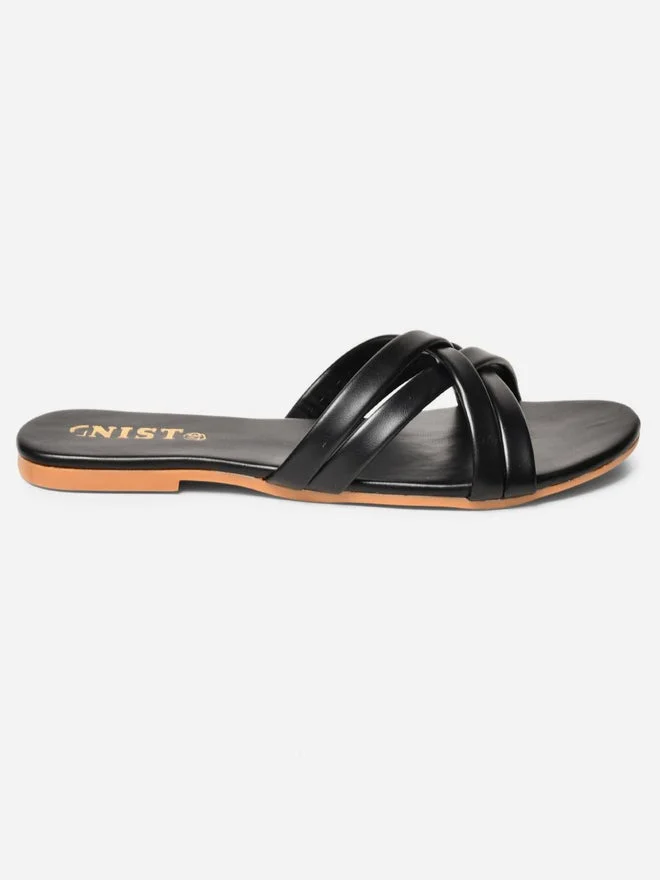 GNIST GNIST Cross Strap Open Toe Flat Sandals