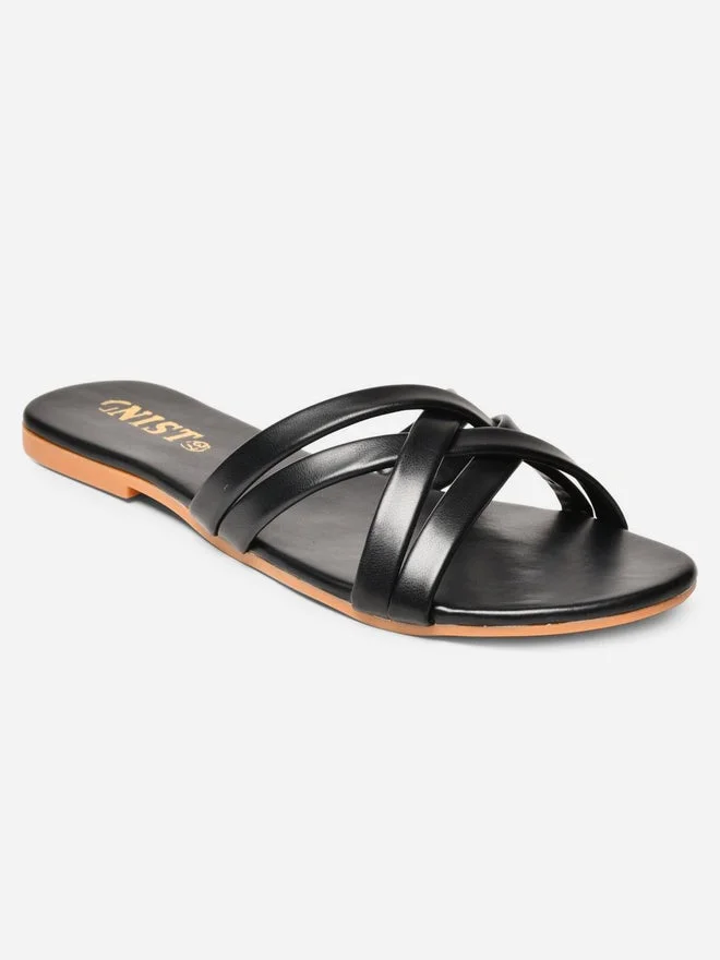 GNIST GNIST Cross Strap Open Toe Flat Sandals