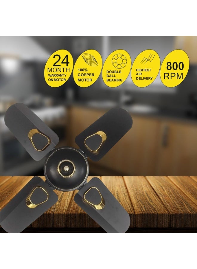 WINTEX Ceiling Fan 24-Inch – 4 Blades – Black with Gold Design – 220V - Image 5