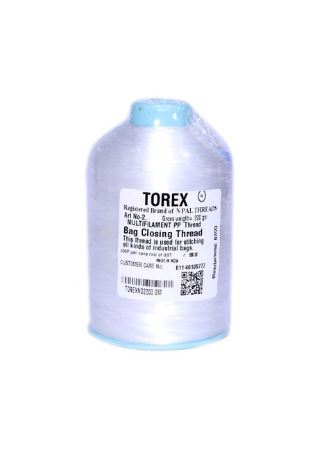 TOREX� | Polypropylene multifilament Yarn 200 Gram Used for Stitching Unbreakable Bag Closing Thread (White, Pack of 1 PCS)