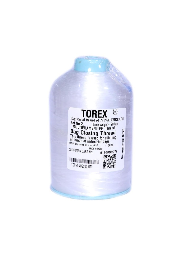 Torex TOREX� | Polypropylene multifilament Yarn 200 Gram Used for Stitching Unbreakable Bag Closing Thread (White, Pack of 1 PCS)  - Image 1