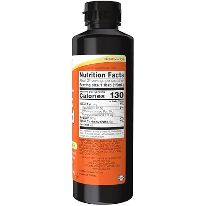 NOW Foods Supplements, Certified Organic Flax Seed Oil Liquid, Cold-Pressed and Unrefined, 12-Ounce - Image 2