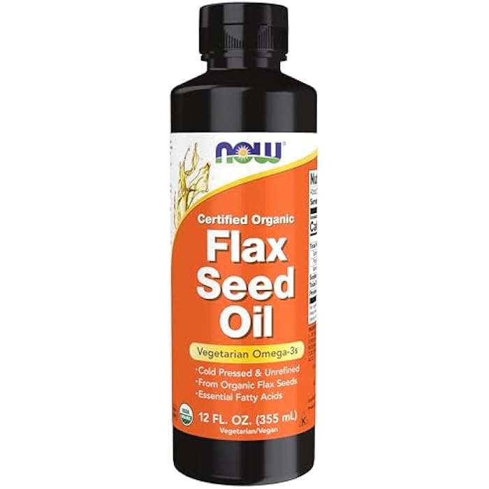 NOW Foods Supplements, Certified Organic Flax Seed Oil Liquid, Cold-Pressed and Unrefined, 12-Ounce - Image 1