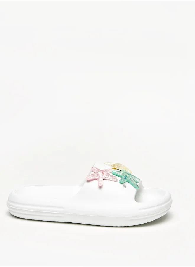 أكوا Girls Starfish Applique Slide Slippers