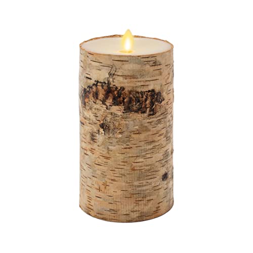 Luminara Realistic Artificial Flame Pillar Candle Wrapped with Real Birch Bark Moving Flame LED Battery Operated Lights Unscented Remote Ready Remote Sold Separately 40 x 70 - Image 1