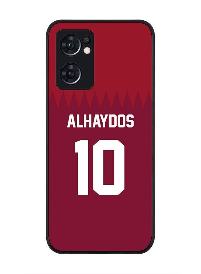 Stylizedd Rugged Black edge case for Oppo Reno7 5G  Slim fit Soft Case Flexible Rubber Edges Anti Drop TPU Gel Thin Cover - Football Team - Qatar Player Name - Alhaydos - Image 1