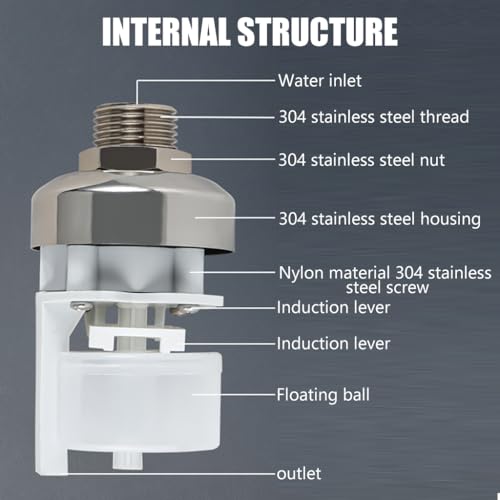 HASTHIP® 1/2" to 3/4'' Float Valve for Water Tank - 304 Stainless Steel Fully Automatic Water Level Control Float Valve, Water Level Controller for Water Tank, Pool, Water Tank, Livestock Troughs - Image 4