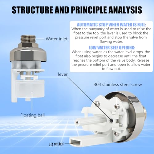 HASTHIP® 1/2" to 3/4'' Float Valve for Water Tank - 304 Stainless Steel Fully Automatic Water Level Control Float Valve, Water Level Controller for Water Tank, Pool, Water Tank, Livestock Troughs - Image 3