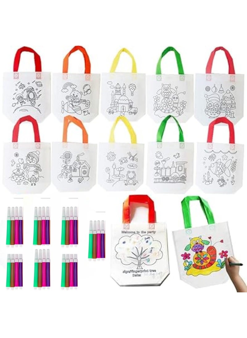 SNAPTRON SNAPTRON DIY Return Gifts For Kids Birthday - 10Pcs Return Gift Bags & 40 pcs sketchpens For Kids/Best Goody Bags For Party/Birthday Gifts For Bulk Items/Goodies Bag Children 4 5 6 7 8 Years Old  - Image 1