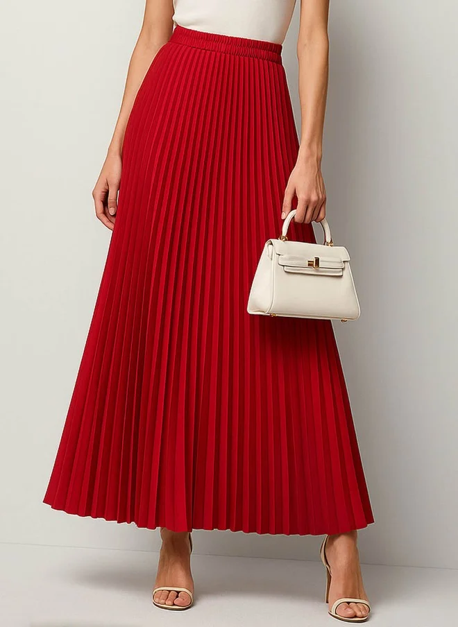 SASSAFRAS Flared Red Maxi Skirt for Women