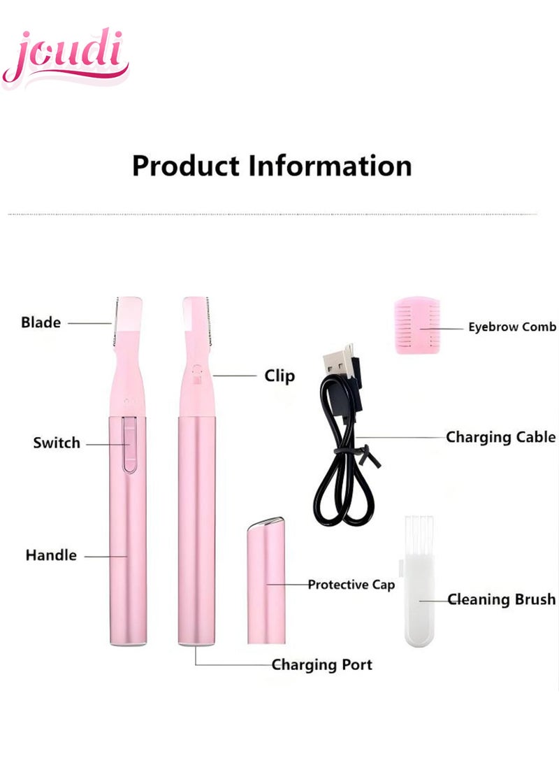 Joudi Rechargeable Hair Trimmer for Women Men – Painless Facial and Eyebrow Hair Remover, Dual-Edge Blades, IPX7 Waterproof, Compact and Portable Electric Clipper - Image 3
