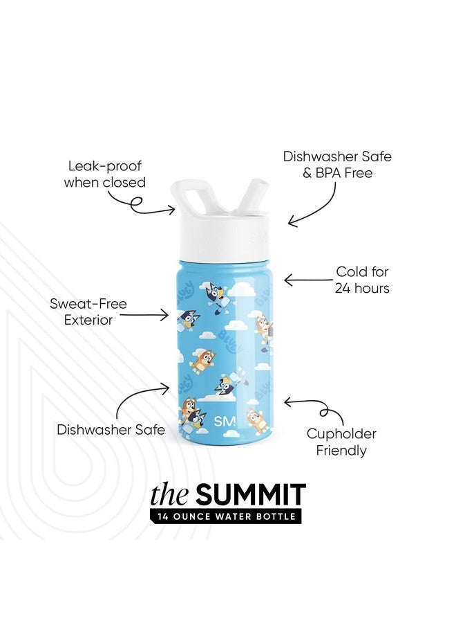 Simple Modern Kids Summit Water Bottle with Straw Lid | Bluey 14oz Stainless Steel Cup Insulated Tumbler for Toddlers, School | Bluey Sky - Image 2