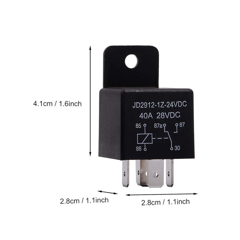 Ehdis مرحّل موتور 5 دبابيس 24 فولت ملف 40 أمبير SPDT رقم الموديل: JD2912-1Z-24VDC 40A 28VDC، مرحّل التلامس، مفتاح الطاقة، مفاتيح أوتوماتيكية وبادئات، عبوة 5 قطع - Image 4