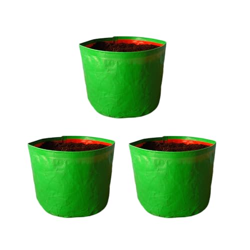 BonKaso Growbags 12 * 12 Pack of 3 BonKaso Terrace/Kitchen Garden Vegetable Planting Pots, HDPE Fabric Leafy Fruits Growing Bag for All Vegetable Plants - Image 1