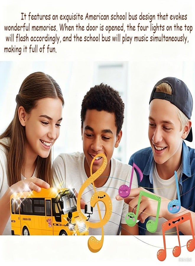 Lynkaye 9" Yellow Bus Model for Teaching Supplies，Large Pull Back Alloy Diecast Metal Bus Model with Openable Doors and Get on/Off Sound for Gift,Cake Topper,Home Decor - Image 4