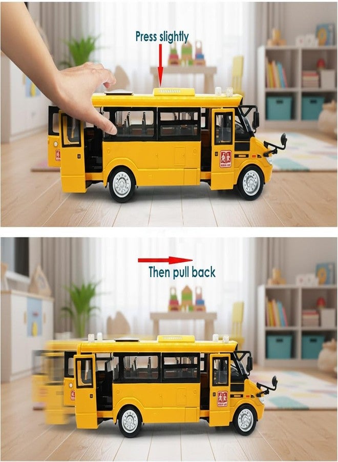 Lynkaye 9" Yellow Bus Model for Teaching Supplies，Large Pull Back Alloy Diecast Metal Bus Model with Openable Doors and Get on/Off Sound for Gift,Cake Topper,Home Decor - Image 2