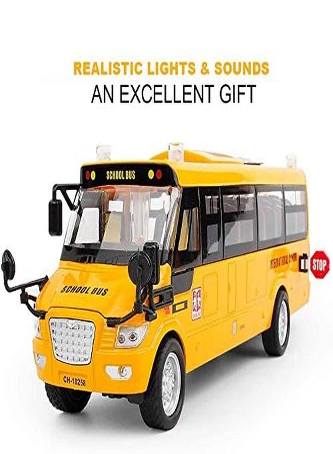 Lynkaye 9" Yellow Bus Model for Teaching Supplies，Large Pull Back Alloy Diecast Metal Bus Model with Openable Doors and Get on/Off Sound for Gift,Cake Topper,Home Decor - Image 3