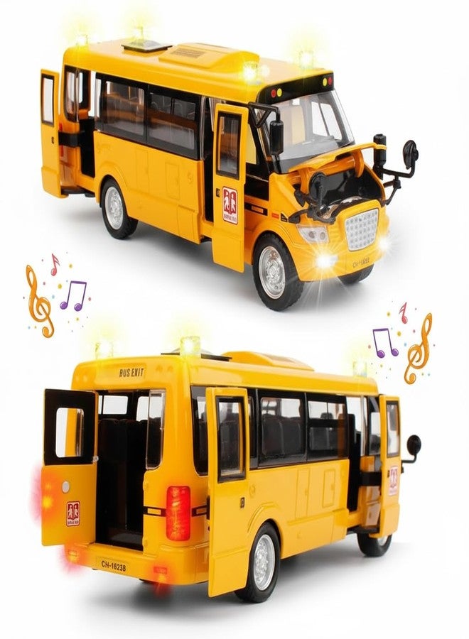 Lynkaye 9" Yellow Bus Model for Teaching Supplies，Large Pull Back Alloy Diecast Metal Bus Model with Openable Doors and Get on/Off Sound for Gift,Cake Topper,Home Decor - Image 5