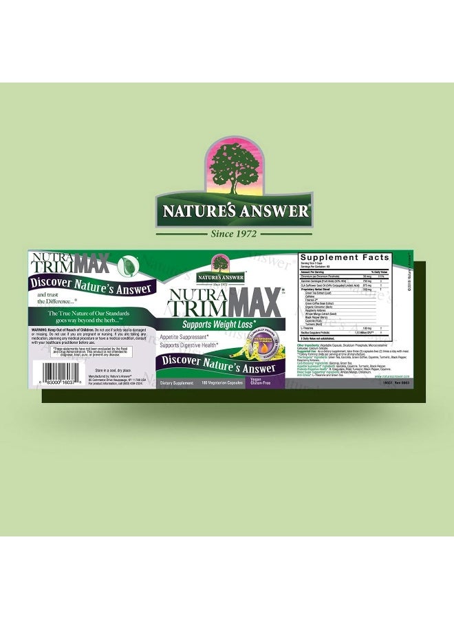 NATURE'S ANSWER Nutra Trim Max Vegetarian Capsules 180 - Image 3
