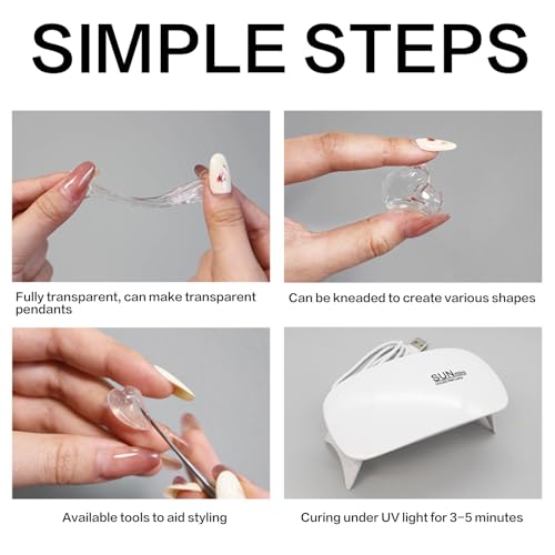 CAMUTKRY 3.5 oz UV Clay Clear Polymer Resin for 3D Crafts, DIY Jewelry Making, Silicone Molds, UV Curing, Crystal Clear Casting, Miniature Art, and Handmade Resin Projects - Image 3