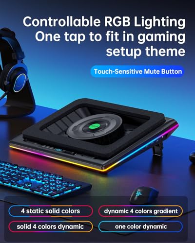 llano V12 RGB Laptop Cooling Pad, Gaming Laptop Cooler with 5.5 Inch Powerful Turbofan, Fast Cooling Laptop 15.6-21in, Adjustable Speed, Touch Control, LCD Screen, Black (RGB) - Image 3