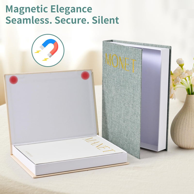 HOMEBEST Set of 3 Decorative Books â€“ Linen-Covered Fake Books with Magnetic Closure for Hidden Storage & Coffee Table Book Decor - Image 3