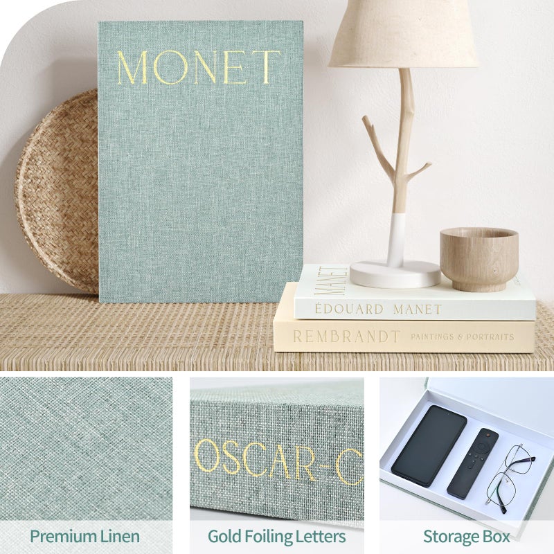 HOMEBEST Set of 3 Decorative Books â€“ Linen-Covered Fake Books with Magnetic Closure for Hidden Storage & Coffee Table Book Decor - Image 2