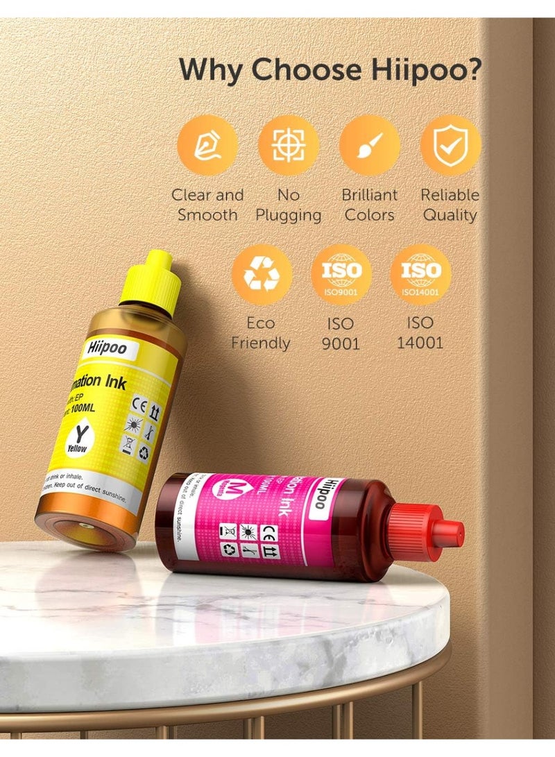 Hiipoo Sublimation Ink Refilled Bottles Work with WF7710 ET2760 ET2720 ET2803 ET2800 ET15000 C88 C88+ Inkjet Printer Heat Press Transfer on Mugs Plates T-Shirts Pillows Phone Case - Image 4
