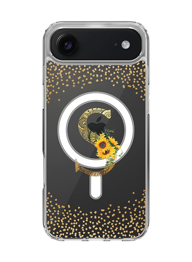 Stylizedd Classic Clear MagSafe Case for iPhone 17 Air , Hybrid Soft Case Flexible Edges Anti Drop TPU PC Gel Thin Transparent Cover [ Designed for iPhone 17 Air ] - Custom Monogram Initial Letter Floral Pattern Alphabet - S  (Clear ) - Image 1
