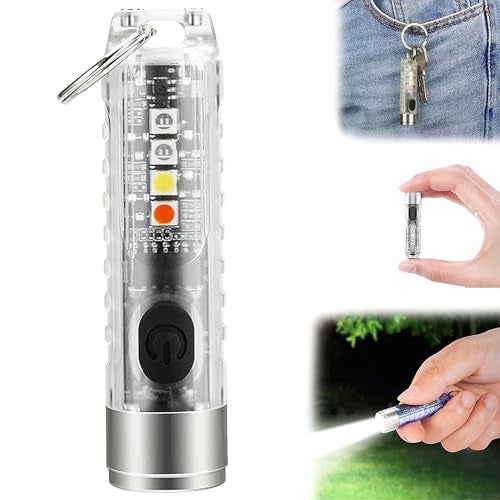 Pivdo Mini Light USB Rechargeable LED Flashlight, Small Keychain Torch Light for Camping, EDC, Pocket Size COB Key Chain Lights, Powerful and Compact Mini Torch Light - Image 1